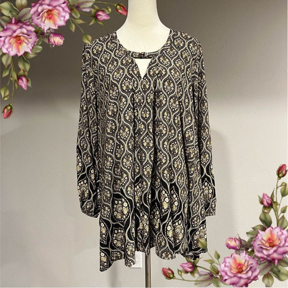 Jodifl Long Sleeve Loose Fit Floral Tunic Blouse Shirt Top size M Medium
